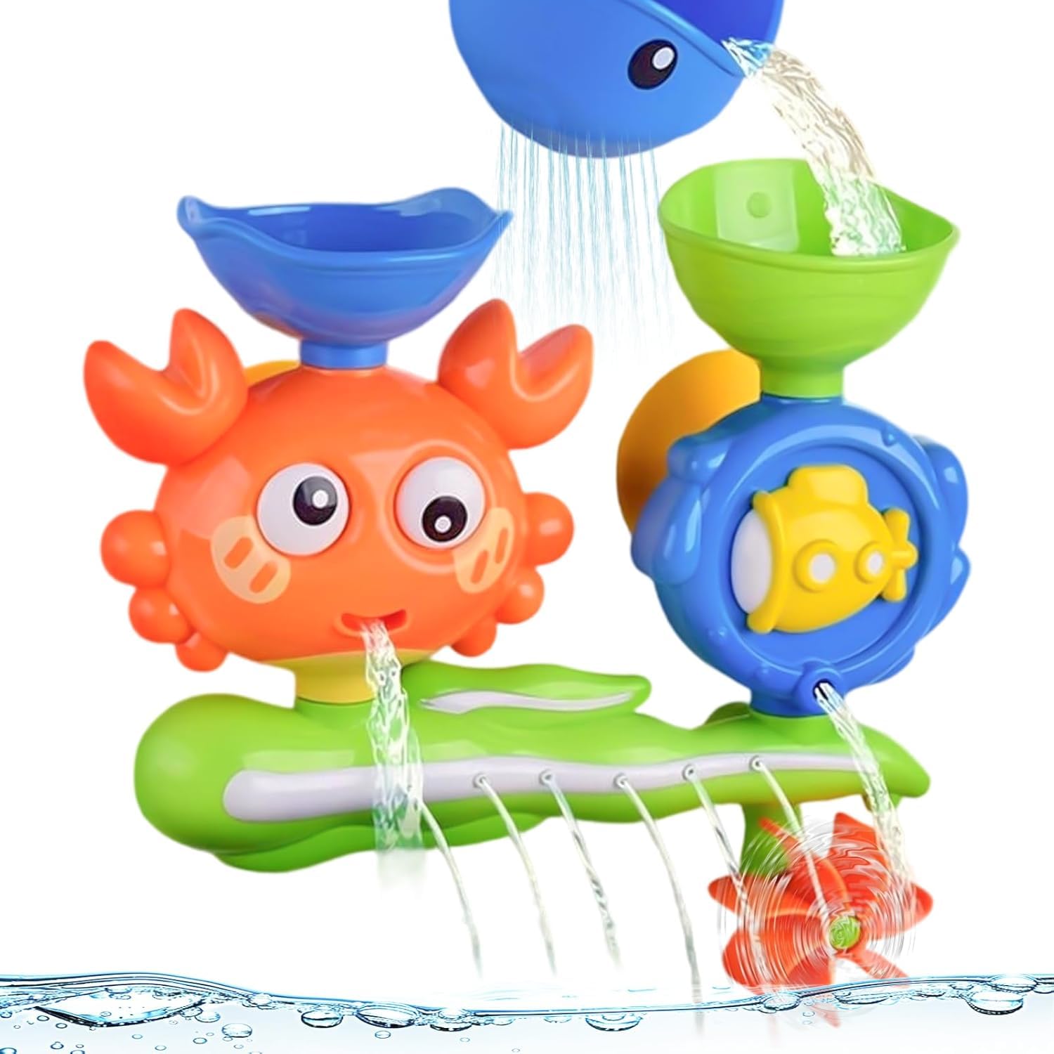 Bath Toy for Toddlers 1-3, Baby Bath Toy with Waterfall & Rotation Functions, Bath Toy for Boys Girls Babies