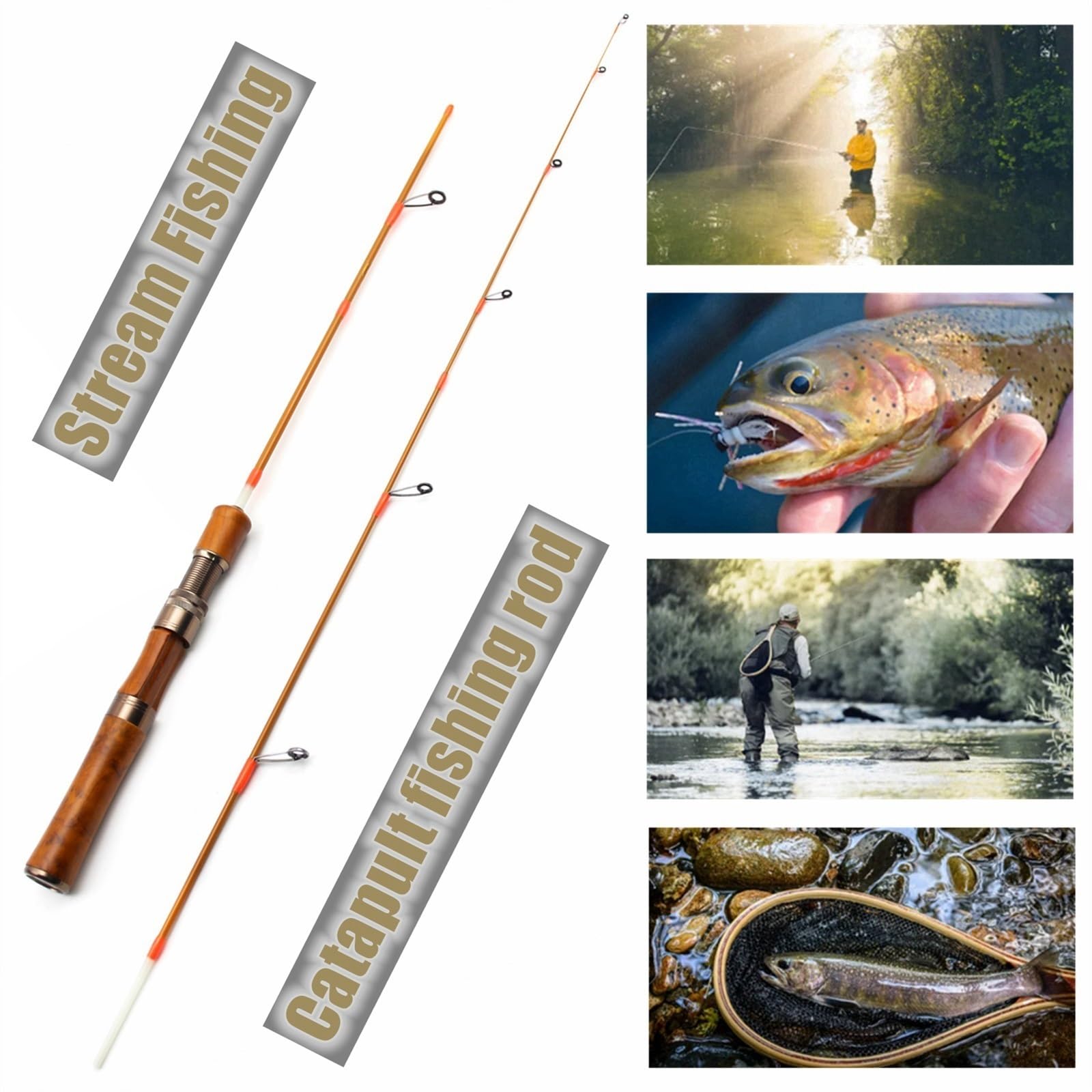 Canna da Pesca con Esche da Lancio a lenta Rotazione da 1,4 m, Esca da 1,5-8 g, canne ultraleggere, Punte Solide ultraleggere, Canna da Pesca per trote, Attrezzatura da Pesca (Canna da Pesca a SPI
