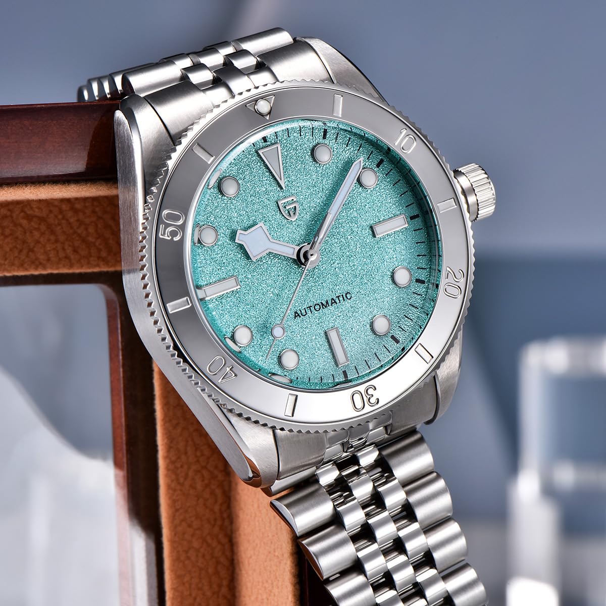 PAGANI DESIGN Orologio automatico da uomo, 42 mm, quadrante blu satinato, movimento giapponese Miyota 8215, cristallo zaffiro sintetico, cinturino in acciaio inox da 22 mm, orologio da polso meccanico