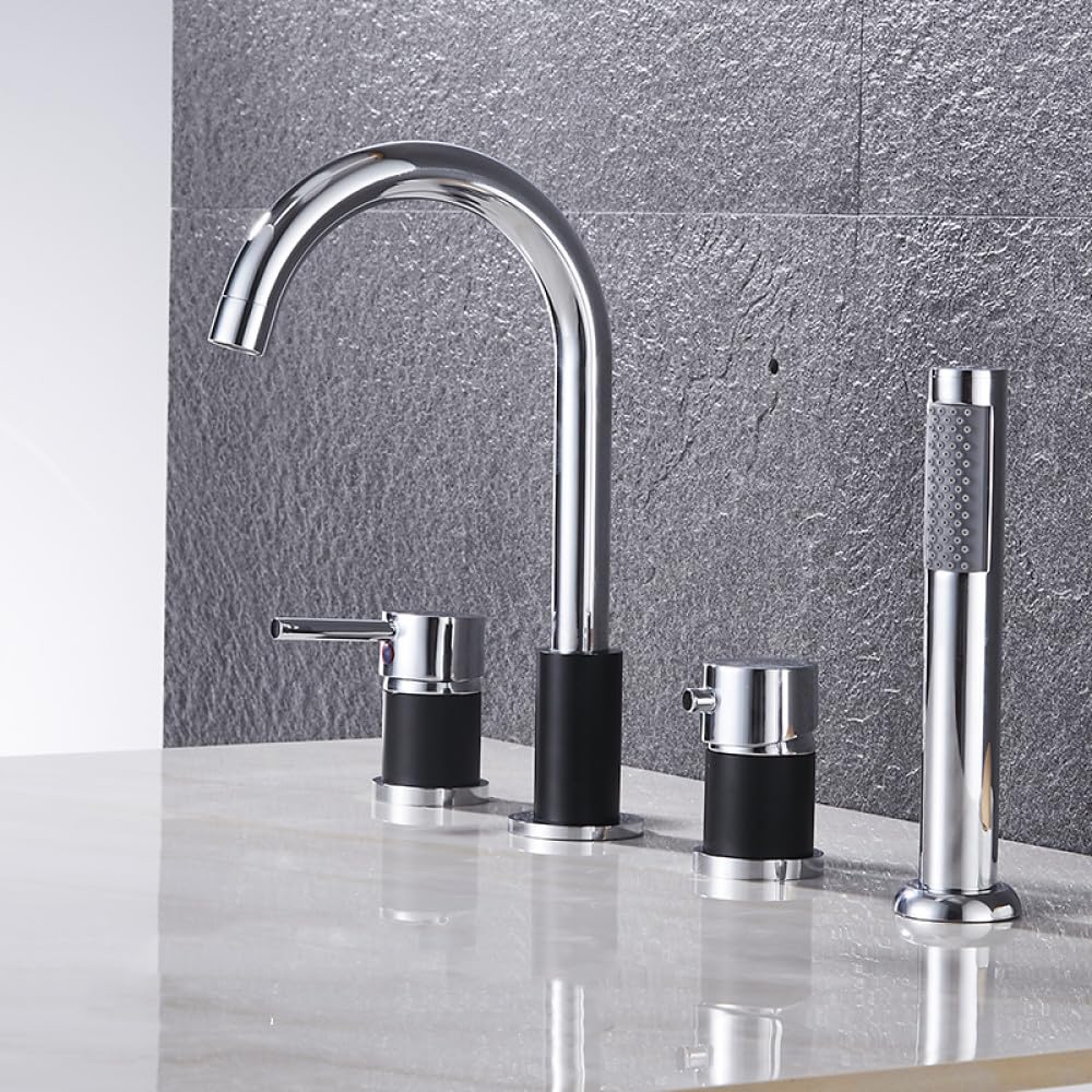 Robinet de baignoire or noir et chrome pour salle de bain contemporaine