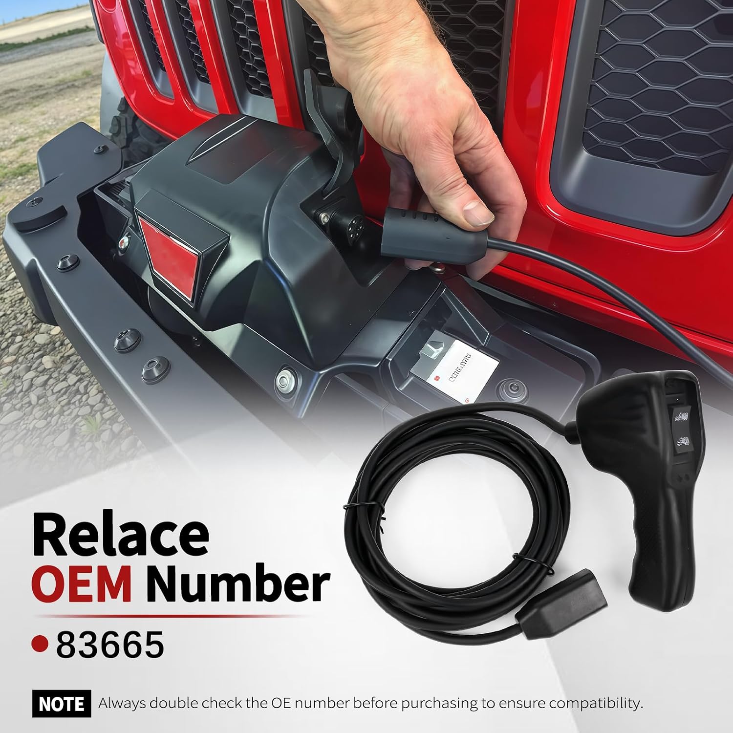 Wired Winch Remote Control Fit for WARN M8000 M10000 M12000 VR8000 VR10000 VR12000 HS9500 XD9000i Zeon 10S Fit for Jeep Wrangler JK JL Dodge Ram Power Wagon Ford Truck 12ft D-Shape Replaces 83665