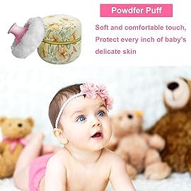 Qopoto Body Powder Puff and Container for Dusting Powder, Women Powder Puff and Powder Case for Bath and Travel (Yellow Flower)