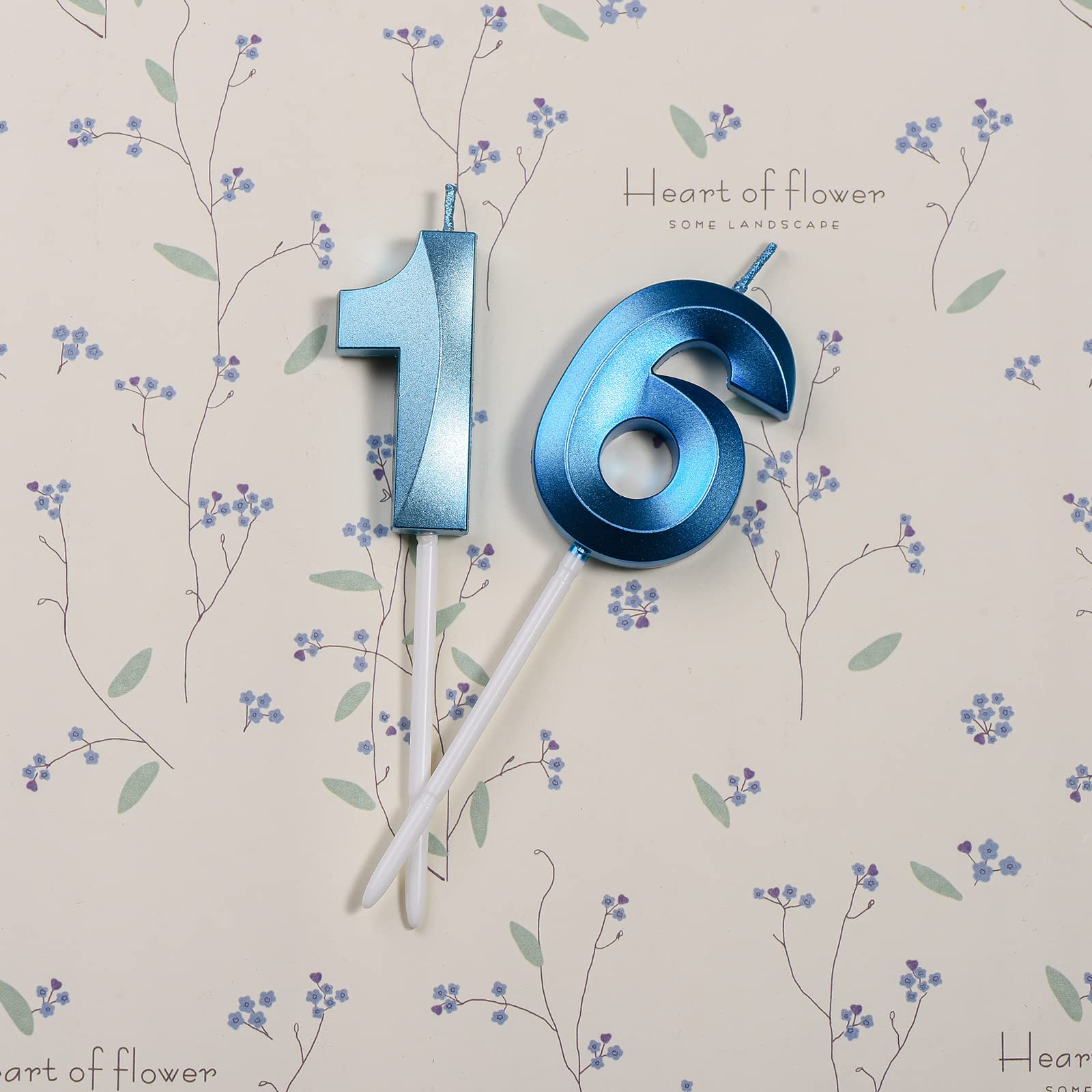 Velas azules de 16 cumpleaños, decoración para tartas con el número 16 para decoración de cumpleaños, decoración de fiestas