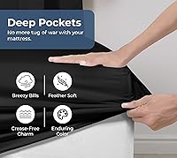Vista 4 de Royale Linens Sábana bajera ajustable 100 % algodón orgánico, tejido de percal, sábana bajera súper suave con bolsillo profundo, sábana elástica