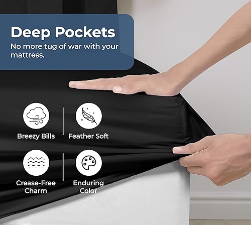 Miniatura 4 de Royale Linens Sábana bajera ajustable 100 % algodón orgánico, tejido de percal, sábana bajera súper suave con bolsillo profundo, sábana elástica
