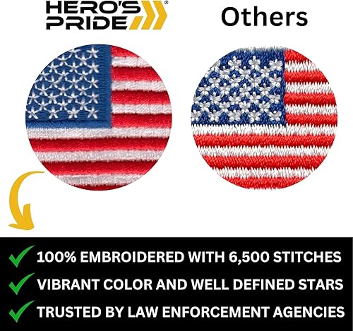 Miniatura 3 de Paquete de 2 parches tácticos de la bandera estadounidense de Hero's Pride Parche bordado de 3-38 x 2 pulgadas para uniforme de Estados Unidos