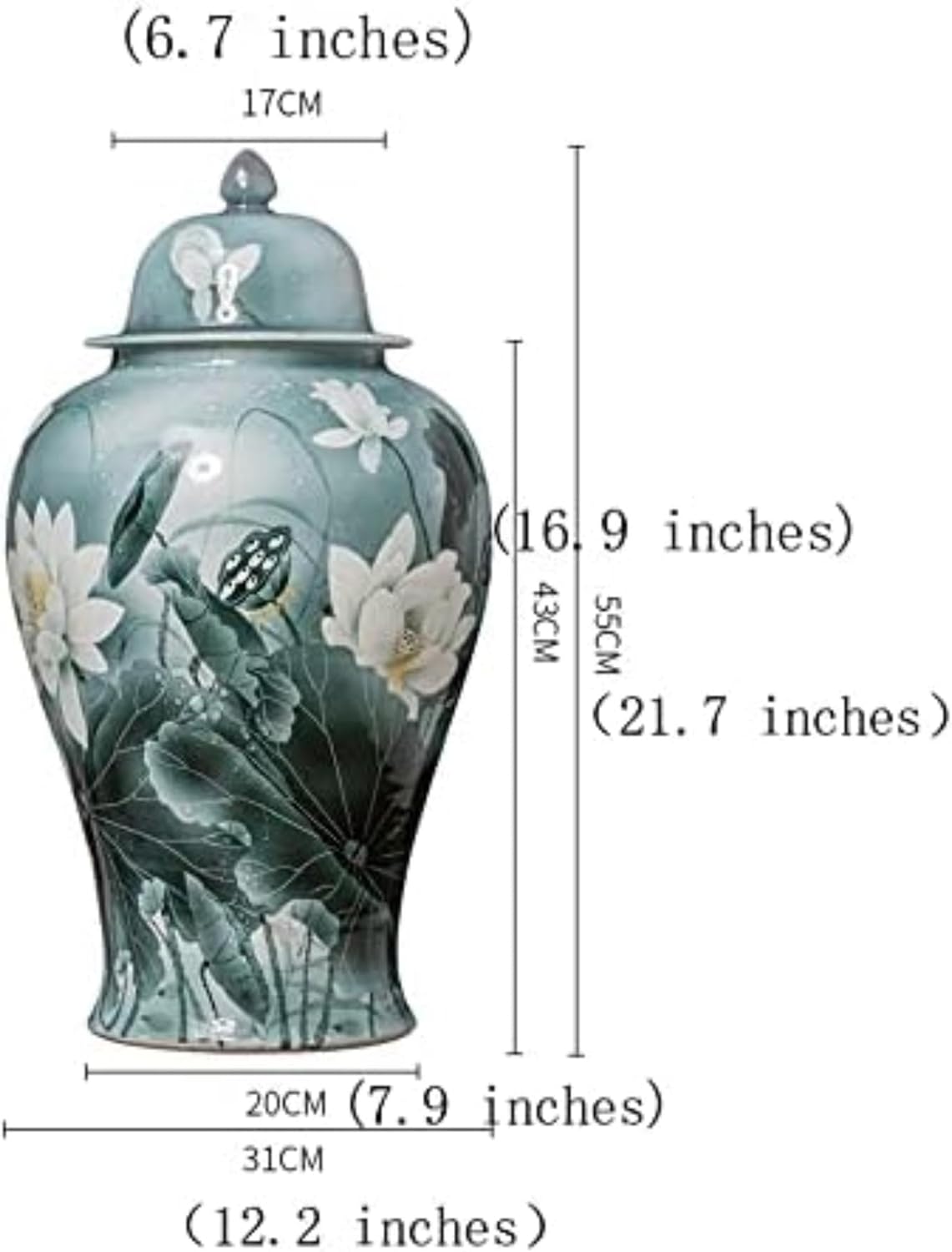 XENITE Ceramic Jars,Tea Jar,Chinese Style Storage Jars,Ginger Jars for Home Decor Decorative Jar Porcelain Jar Ginger Jar Vase with Lid Oriental Vases Ceramic Jar