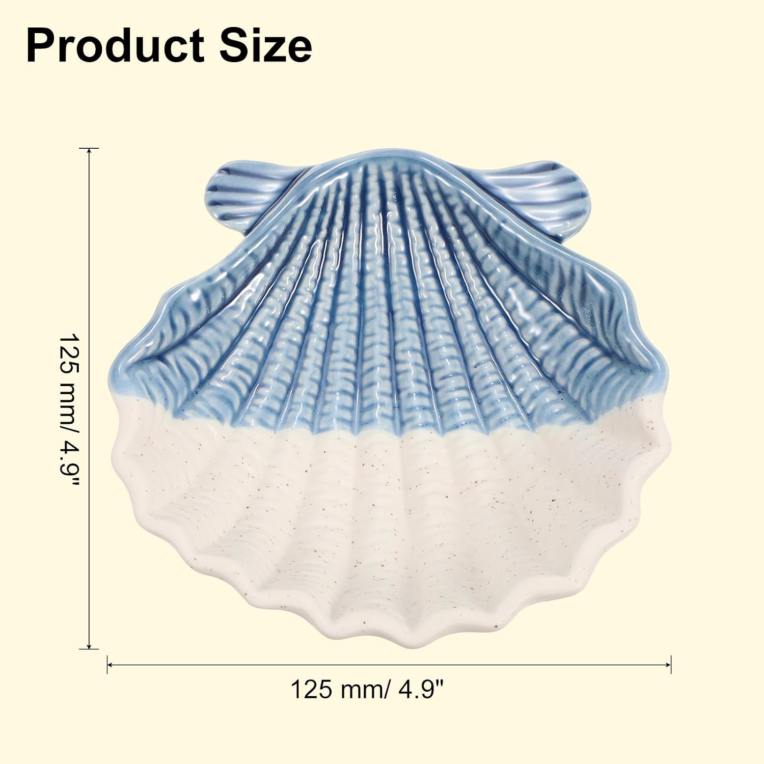 uxcell Ceramic Jewelry Tray, Cute Trinket Dish Shell Vanity Key Tray Ring Holder Dish for Women Ring Earrings Necklace Organizer, Aesthetic Room Decor, Blue/White image 2