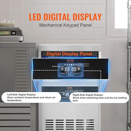 Miniatura 3 de VEVOR Máquina de hielo comercial, 110 libras24 horas, máquina para hacer hielo, 60 cubitos de hielo en 12-15 minutos, máquina de hielo independiente