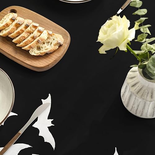 Miniatura 10 de Horaldaily Mantel rectangular de Halloween de 60 x 104 pulgadas, diseño de murciélagos, lavable, para decoración de fiestas, pícnic, cenas