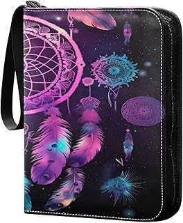 Kigai Sweet Dream Catcher Trading Card Binder with Sleeves PU Leather Holds 400 Cards,Double Sided Trading Card Folder with Zipper Collection Binder Album Book Case for Boys Girls