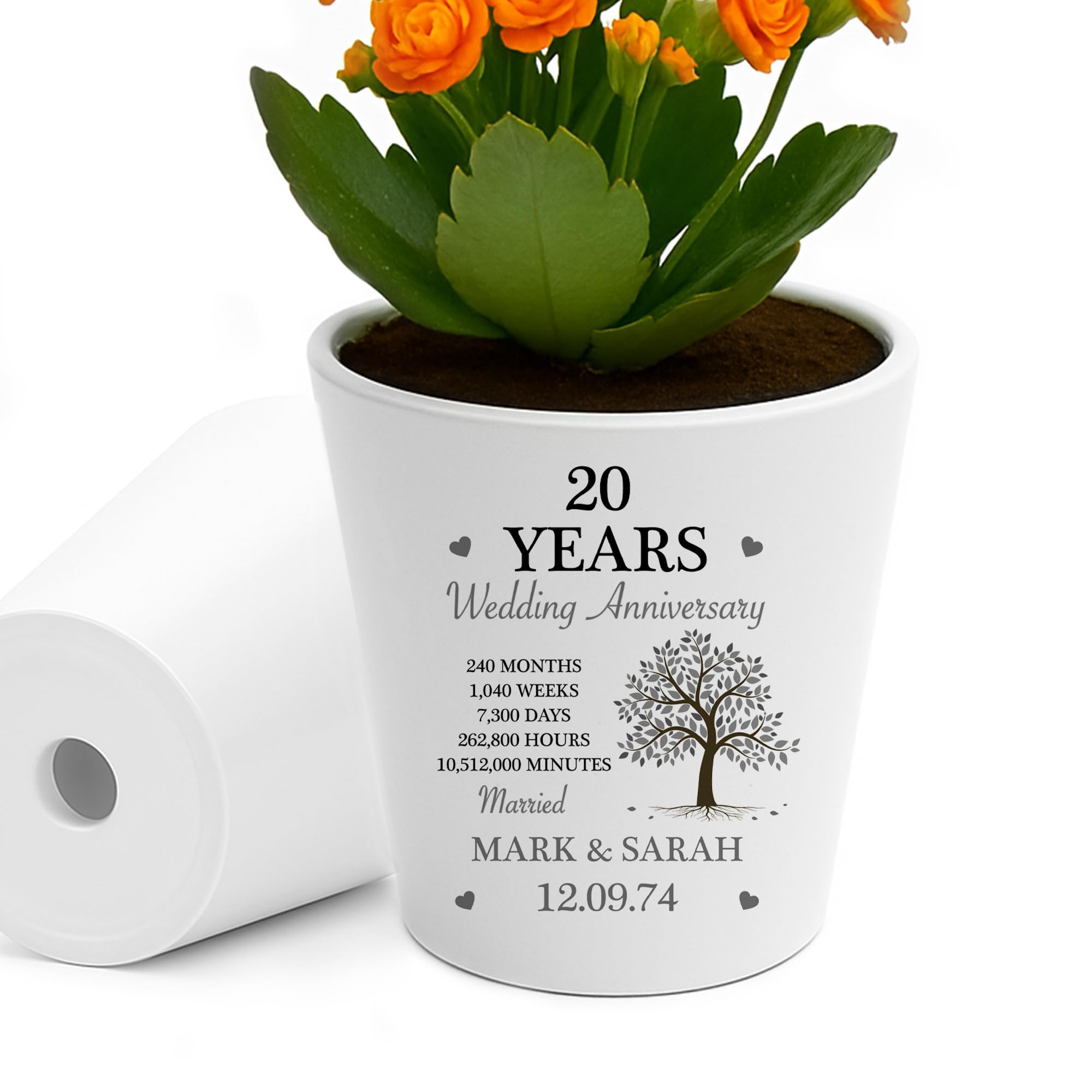 RED OCEAN Personalised 20th Husband Wife Wedding Plant Pot 20th Wedding Mr& Mrs For Him Her Couple Keepsake