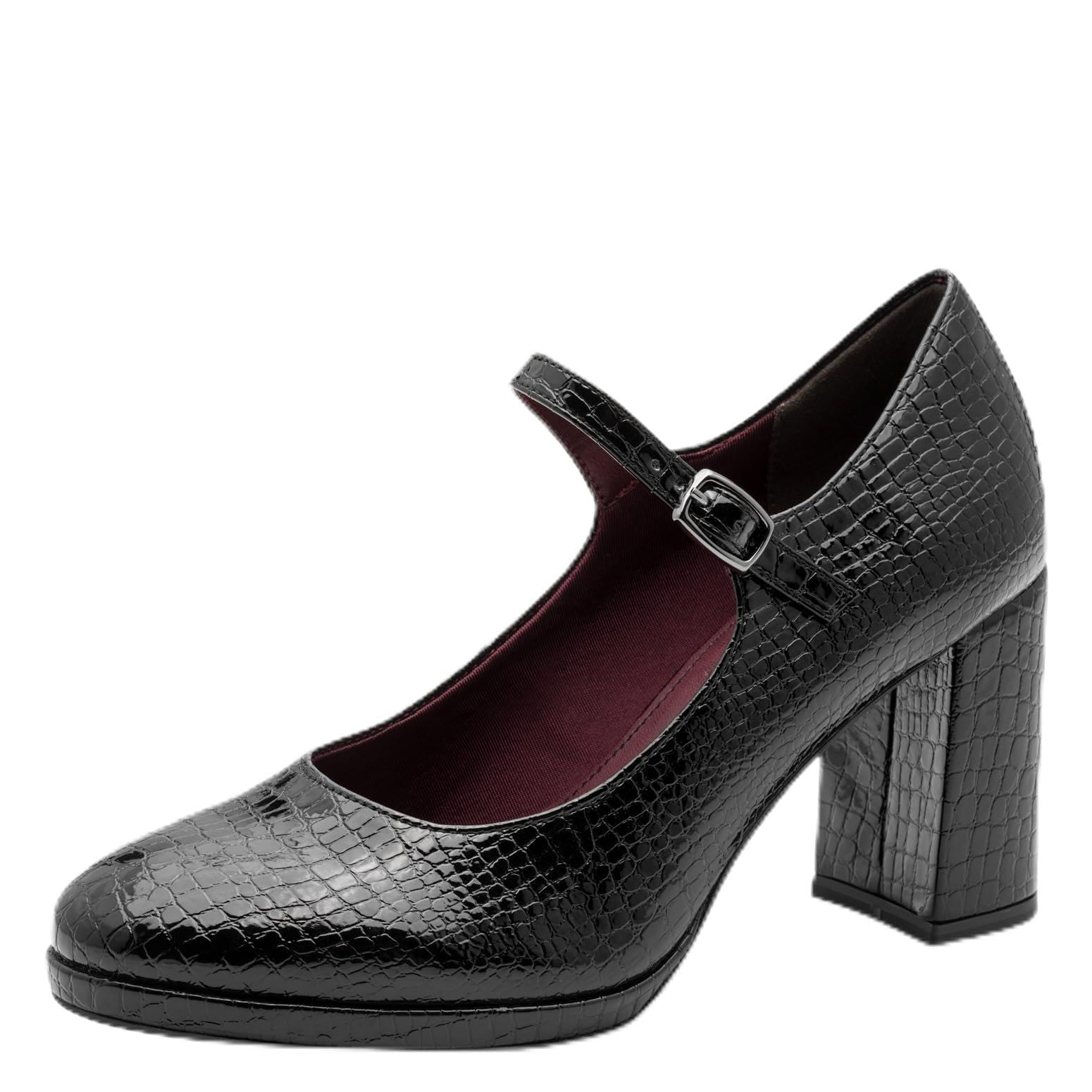 Tamaris Women's Court Shoes with Block Heel, Black (Black Croco), 41