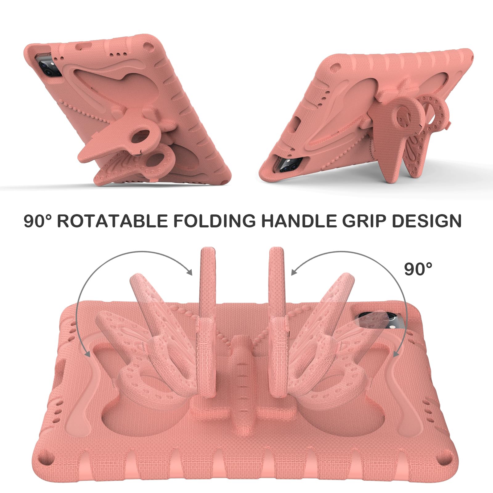 Custodia per bambini compatibile con iPad Air 11" (M3 2025 7th/M2 2024 6th), custodia leggera antiurto in schiuma EVA con tracolla e copertura di supporto per ragazzi e ragazze (rosa)