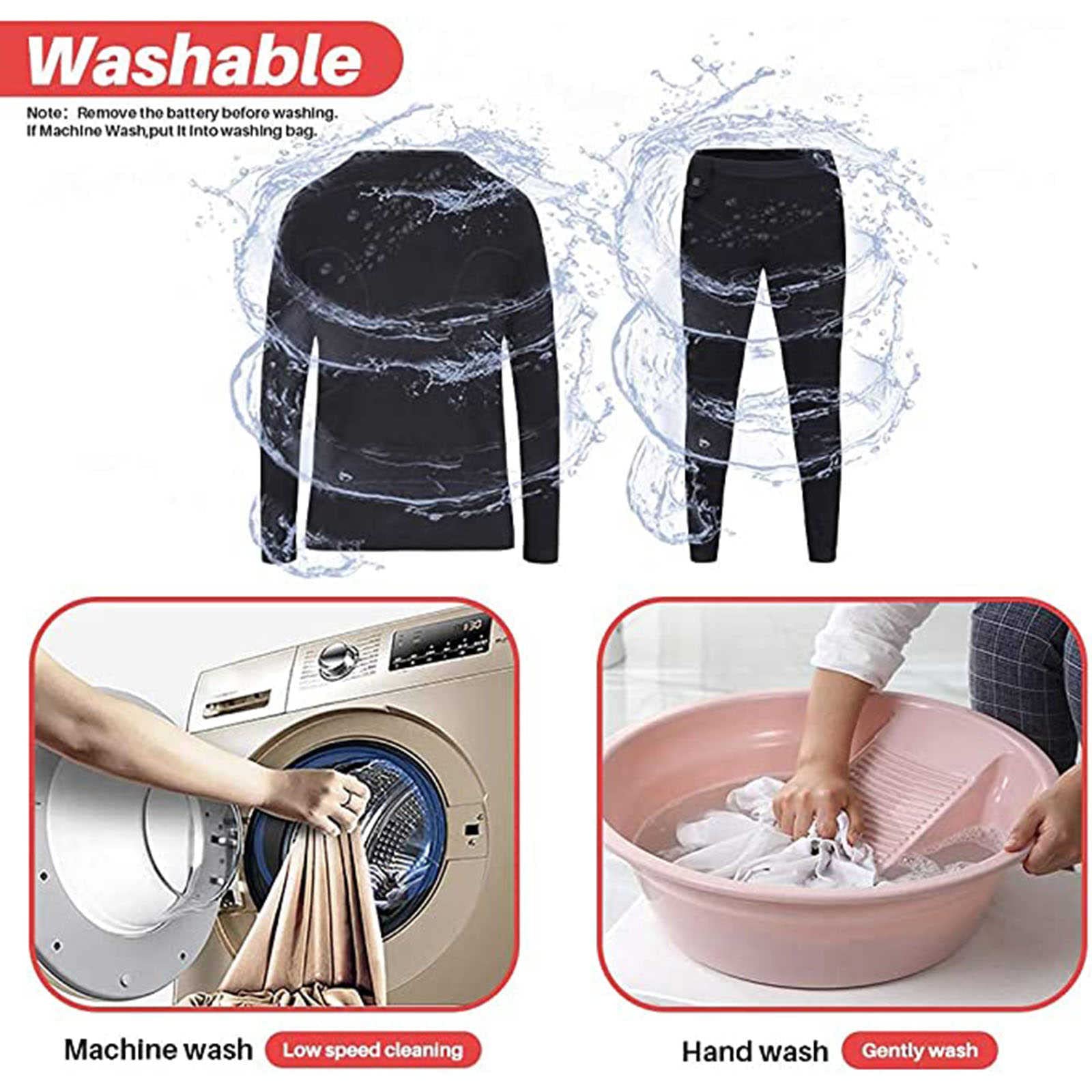 Conjunto de Ropa Interior Trmica Calefactables -Trmica Elctrico Negro (Top + Pantalones) - con 3 Configuraciones de Calor y Batera Ropa Interior Trmica Frio Extremo Conjuntos Trmicos