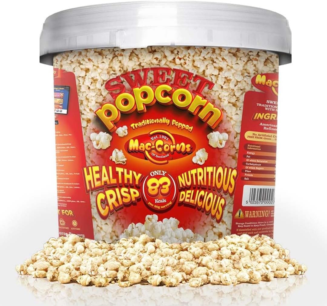 MacCorns - Traditional Sweet Popcorn - Sharing Bucket - Serves 12 Portions