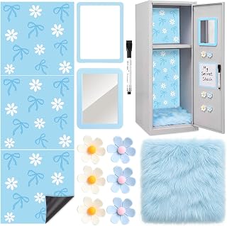Sabary 13 Pcs Blue Locker Accessories for Girls, Magnetic Bow Decor