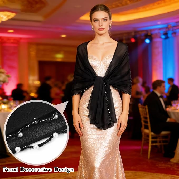 Chalina perla para mujer ligera y elegante miniatura 7