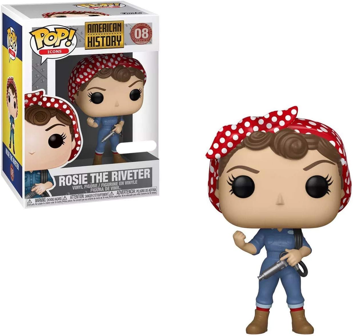 Funko Pop! Icons: History - Rosie The Riveter (Exclusive) - Funko - Figure - Vinyl - Multicolored - Blue and Red
