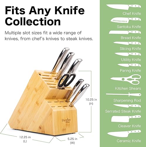 Miniatura 2 de Bloque de cuchillos universal de 20 ranuras cuchillos Shenzhen XL bloque de cuchillos de madera de bambú sin cuchillos soporte para cuchillos y