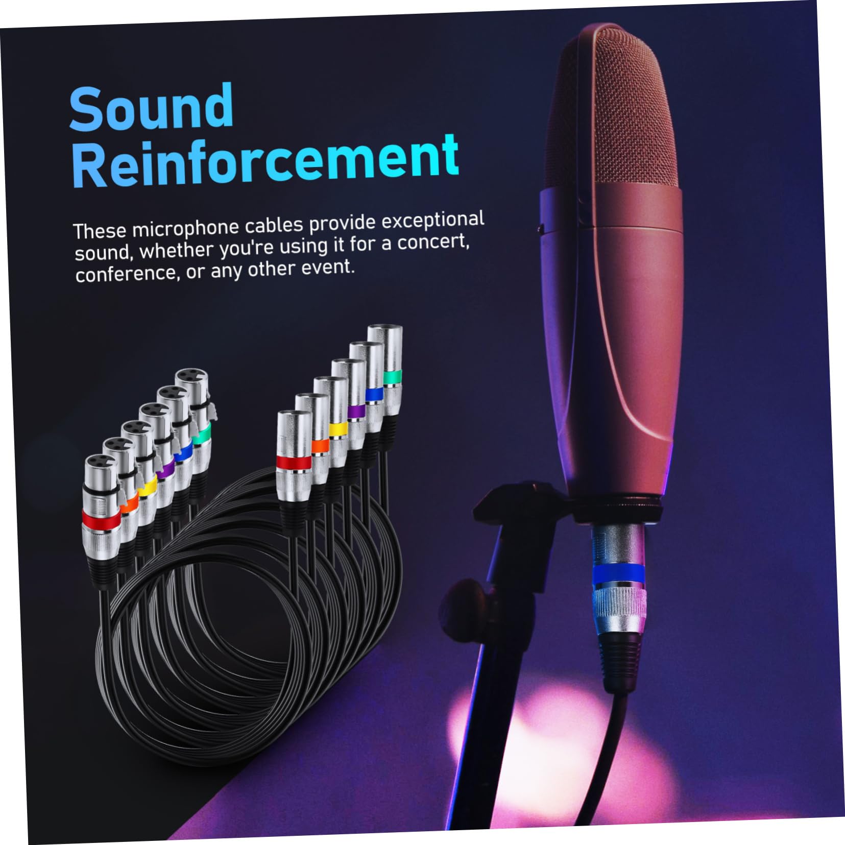6 Cables Xlr Balanceados Macho a Hembra, 3 Pines, Cobre, 1,5m, para Micrófono y Refuerzo de Sonido en Conciertos y Conferencias