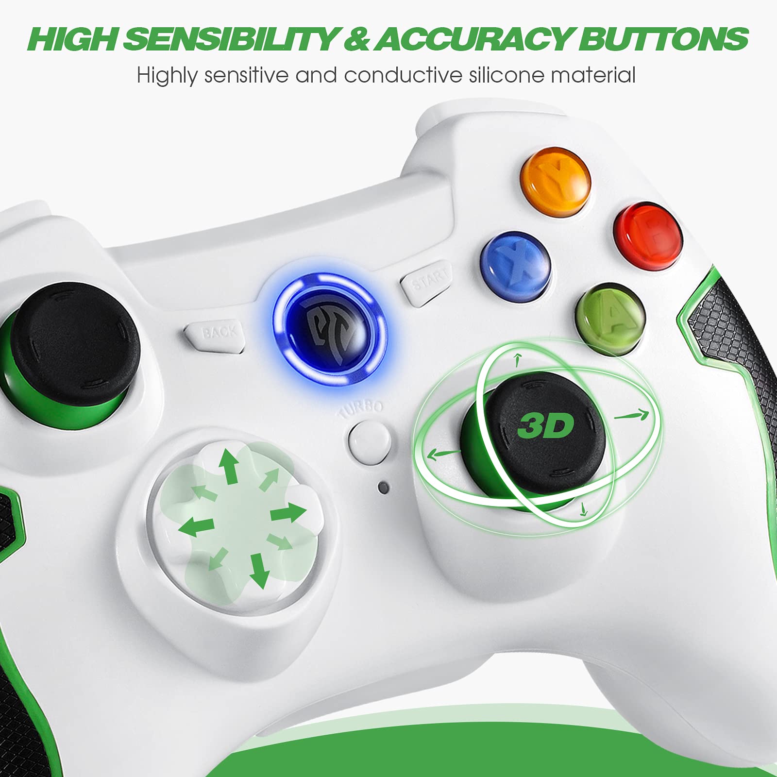 EasySMX Wired Gaming Controller,PC Game Controller Joystick with Dual-Vibration Turbo and Trigger Buttons for Windows PC/ PS3/ Android TV Box/Tesla(Black)