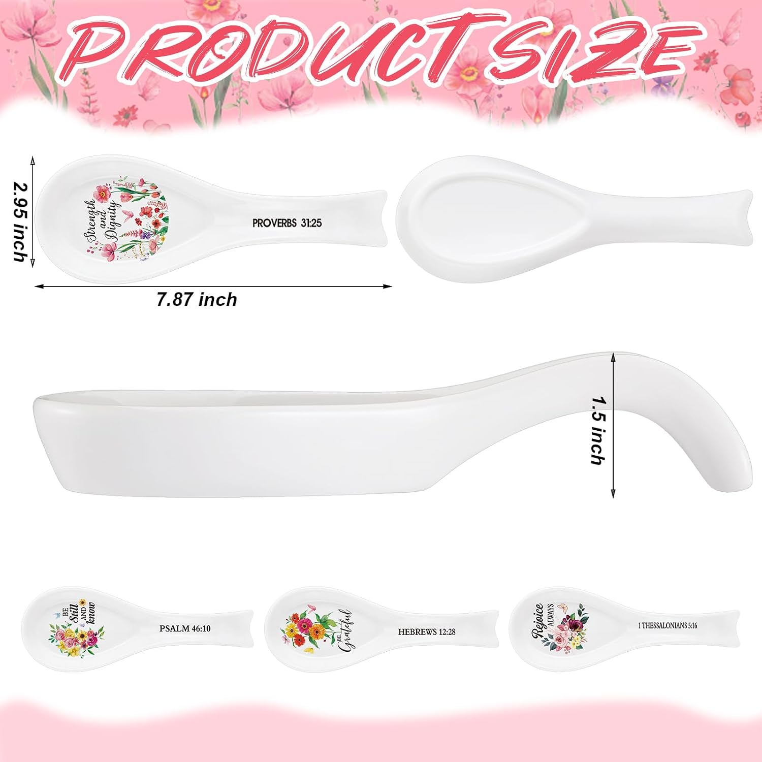 Newtay 4 Pcs Christian Gifts for Women, Ceramic Spoon Rest for Stove Top