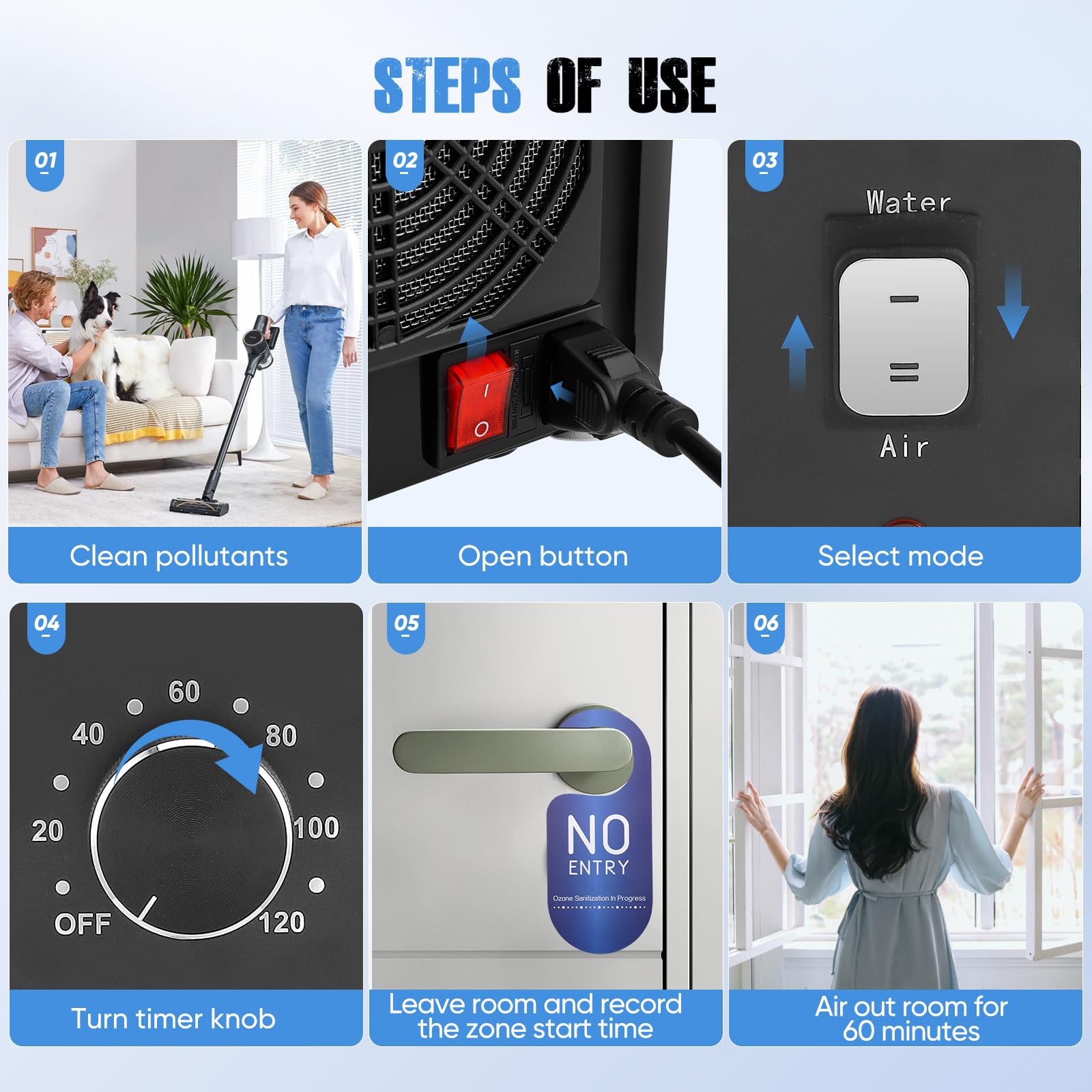 2 In 1 Generatore Di Ozono, 60000Mg/H,con Modalità Acqua e Aria, 400㎡,Timer 120 Min,Ozonizzatore Per Ambienti,Casa,Voiture,Appartamenti,Hotel,Cucina (Bianco)