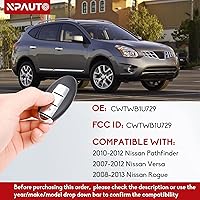 Vista 3 de NPAUTO Llavero de Repuesto Compatible con Nissan Rogue Pathfinder Versa 2007 2008 2009 2010 2011 2012, Control Remoto de Entrada sin Llave, Llaves