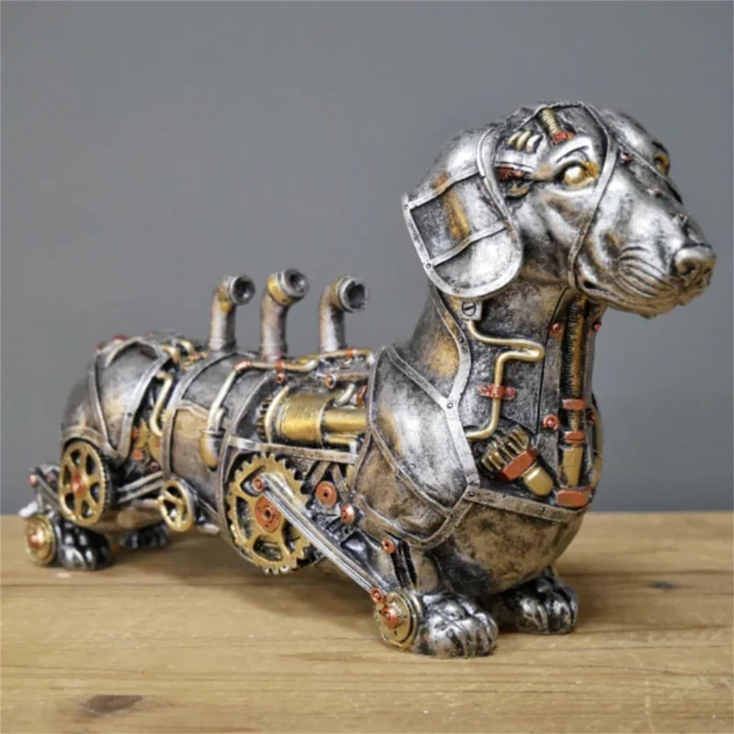 スクラップアート　廃材　スチームパンク　置物　フィギュア　犬　ステンレス　モダン Amazon.com: Dachshund Statue and Carved Sculpture Mechanical Punk