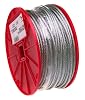 Galvanized Steel Wire Rope on Reel, 7x7 Strand Core, 1/16 Bare OD, 500' Length, 96 lbs Breaking Strength