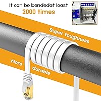 Vista 6 de Ercielook Cable Ethernet CAT8 3 pies de alta velocidad, cable de Internet plano blindado con conectores RJ45 chapados en oro, para Blanco