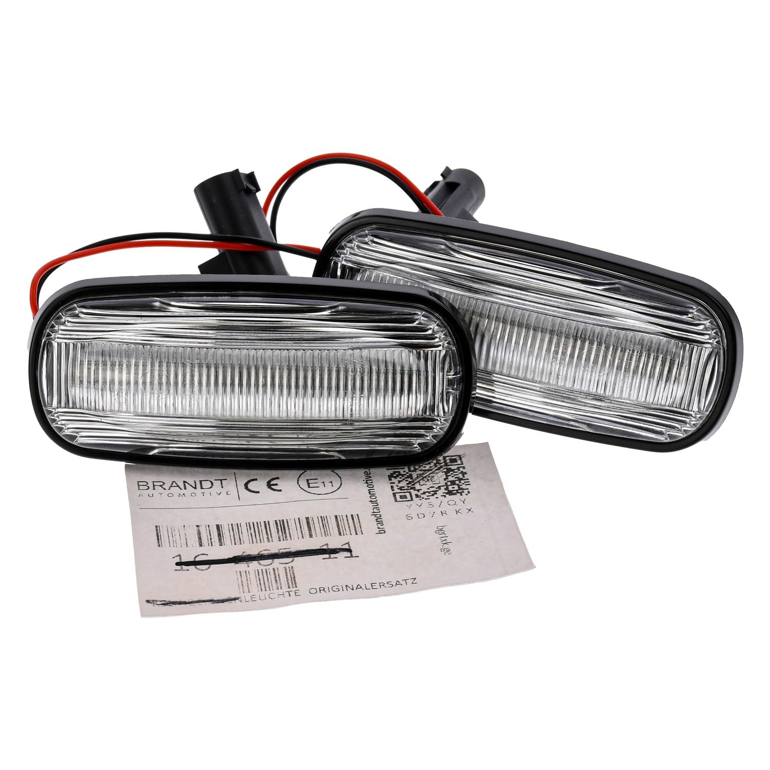 BRANDT Juego de intermitentes laterales LED para guardabarros + cable blanco apto para Land Rover Defender I Td5 Puma L316 Discovery II L318 Freelander I L314 MG ZS ZT ZT-T Rover 45 75