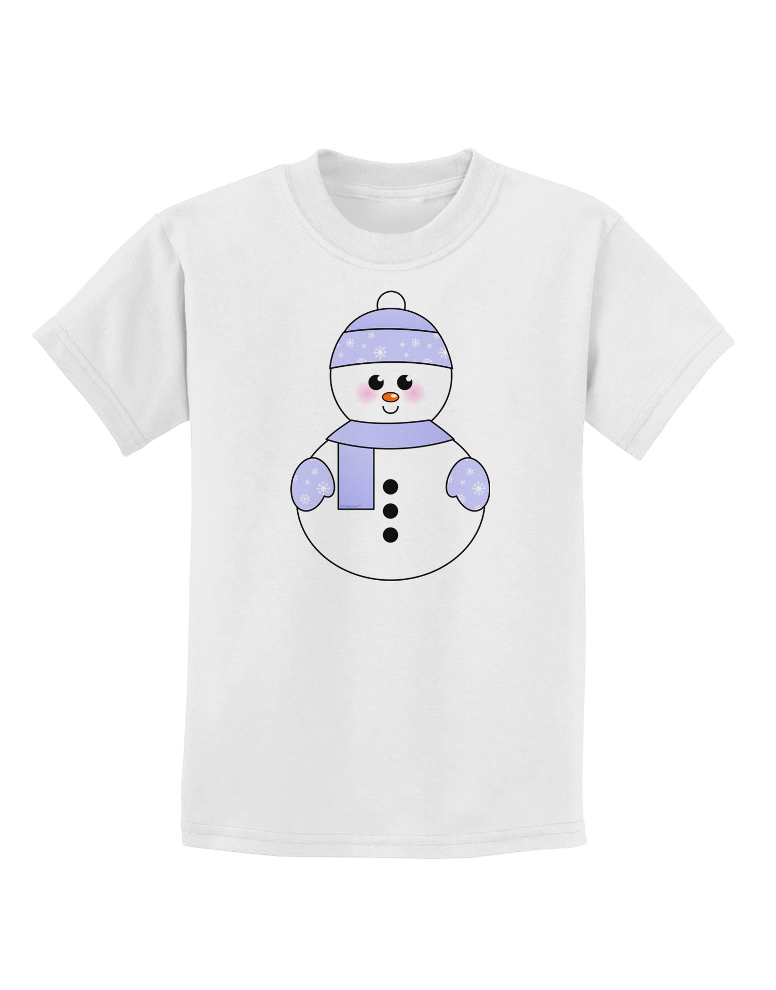 Cute Snowman with Hat and Scarf Christmas Childrens T-Shirt - White - Small