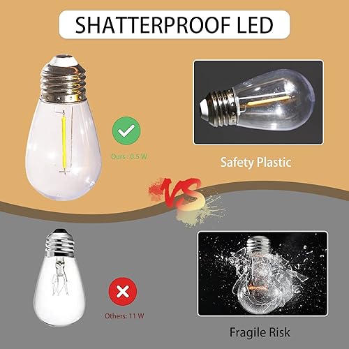 Miniatura 31 de Guirnalda de luces para exteriores de 24 pies, 12 bombillas LED Edison inastillables, regulables, RGB que cambian de color, luces impermeables