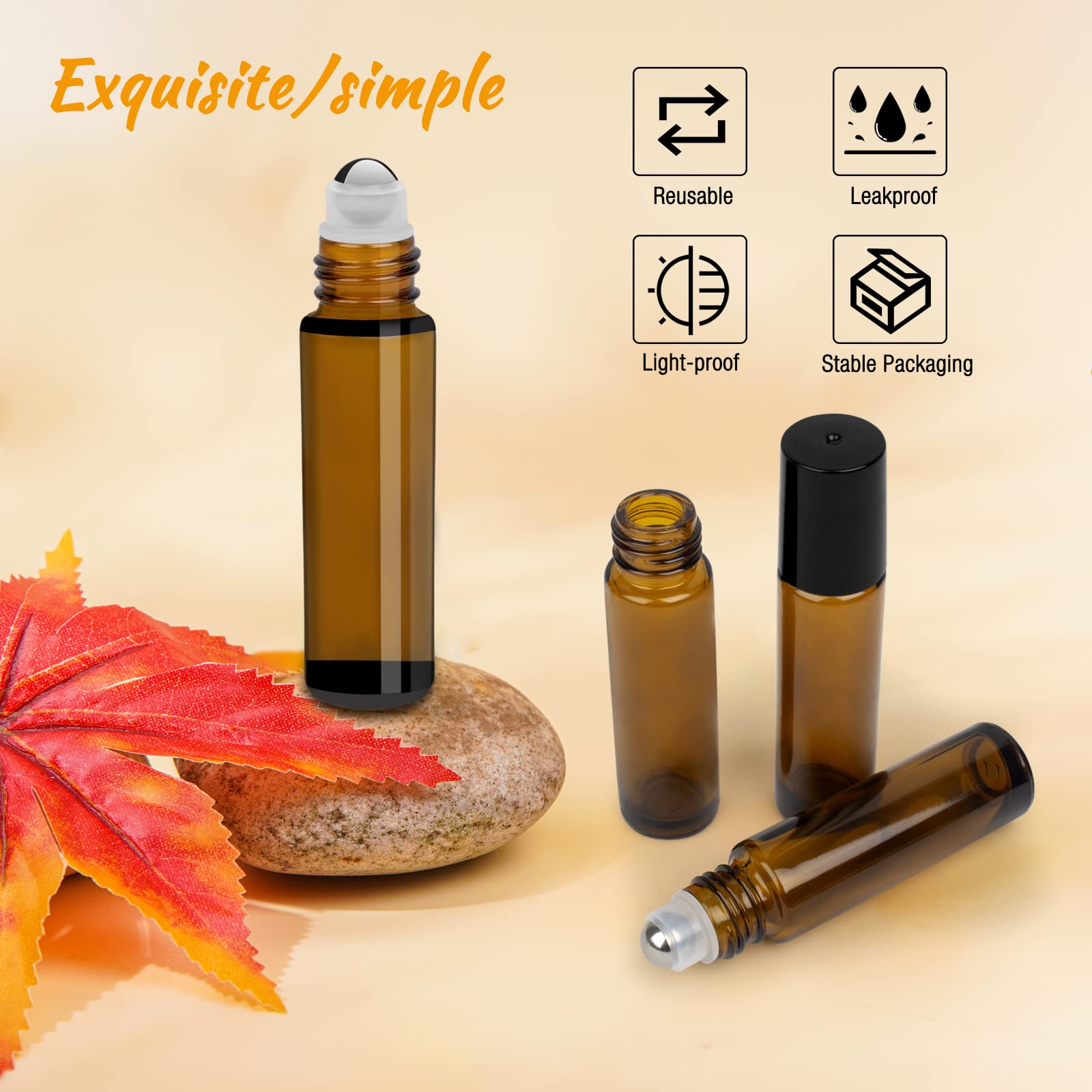 Newzoll 8 Bottiglie Roll On In Vetro Da 10 Ml  1/3 Oz  Bottiglie Roll On Per L~p115219255