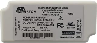 Magtech M18-A18-0700 Dimming LED Driver, 15-18-Vdc @ 700mA, 18W, 120V