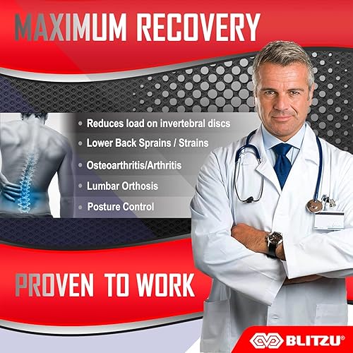 Miniatura 7 de BLITZU Soporte de espalda para hombres para la parte baja de la espalda. Productos para aliviar el dolor que apoyan tu espalda baja y superior,
