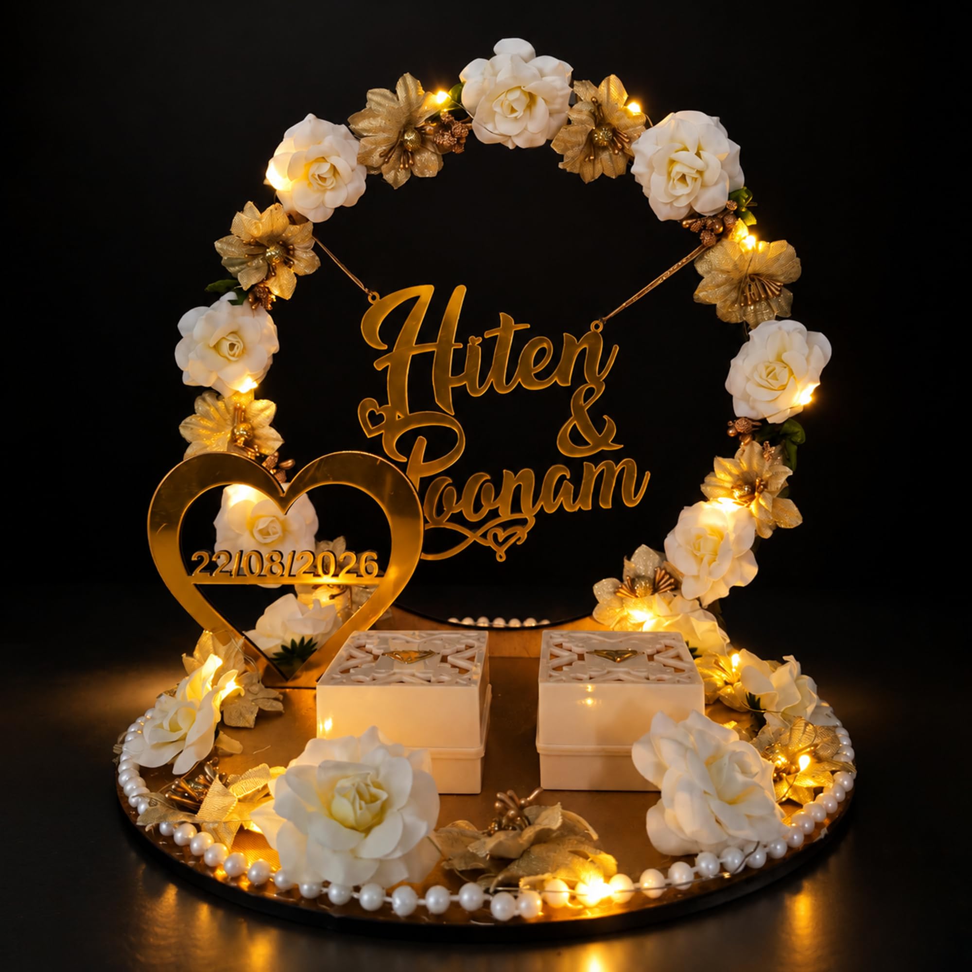 Engagement Ring Platter with LED Light - Personalized Gift -4