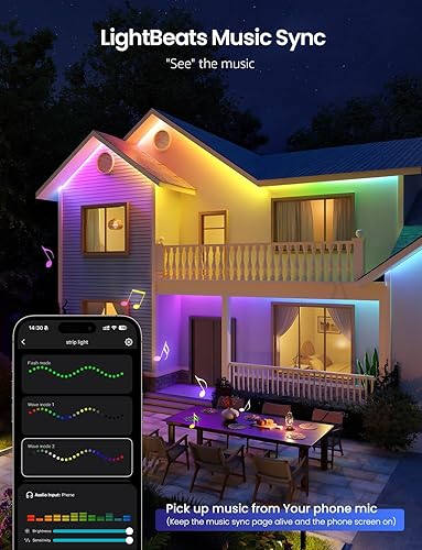 Miniatura 6 de Lepro SW1 AI - Tira de luces LED inteligentes para exteriores, tiras de luz RGBCW impermeables IP65 de 32.8 pies, 2700K-5700K blanco cálido