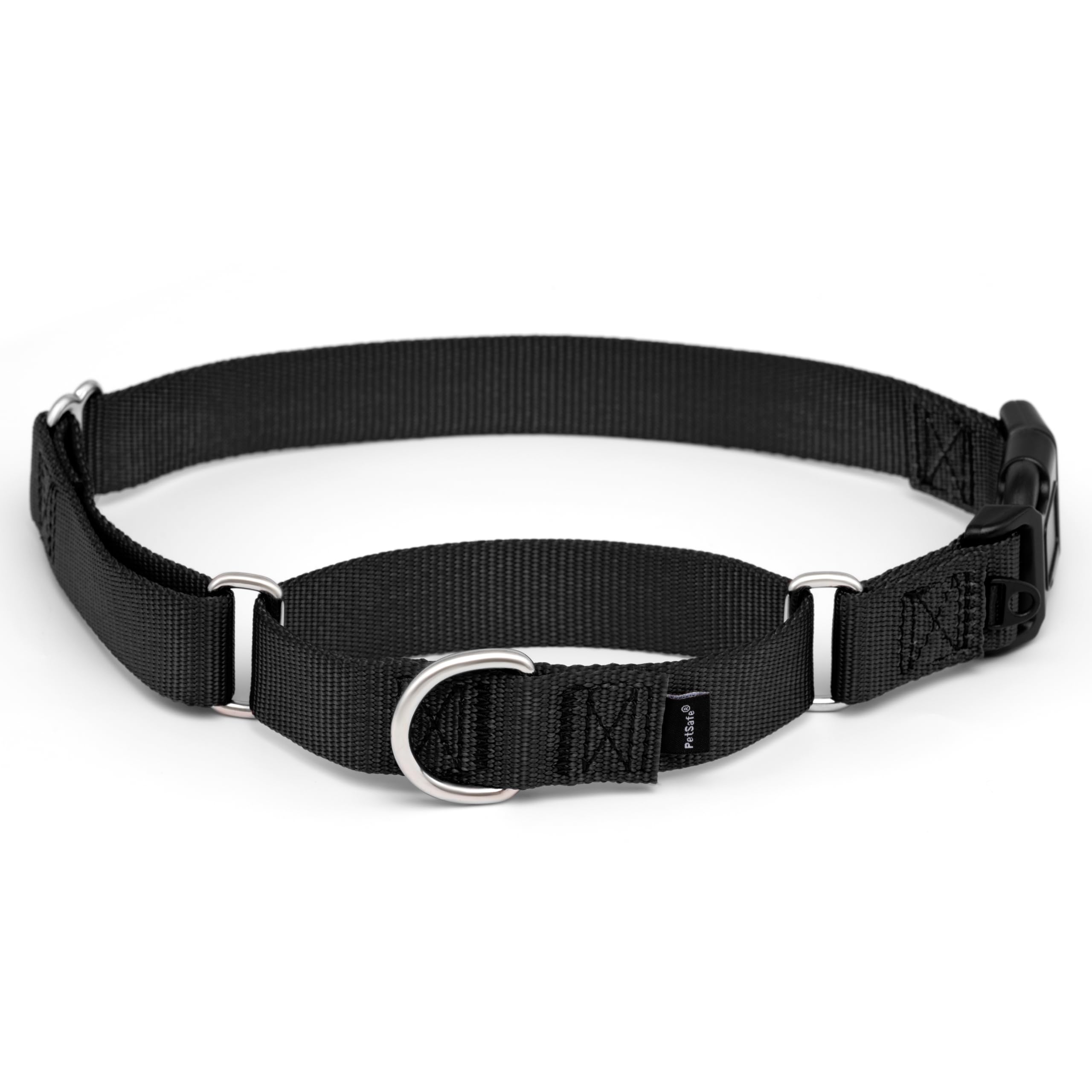 PetSafe Nylon Martingale Collar with Quick Snap Buckle, 1" Large, Black, dogs, 20 x 1 inch