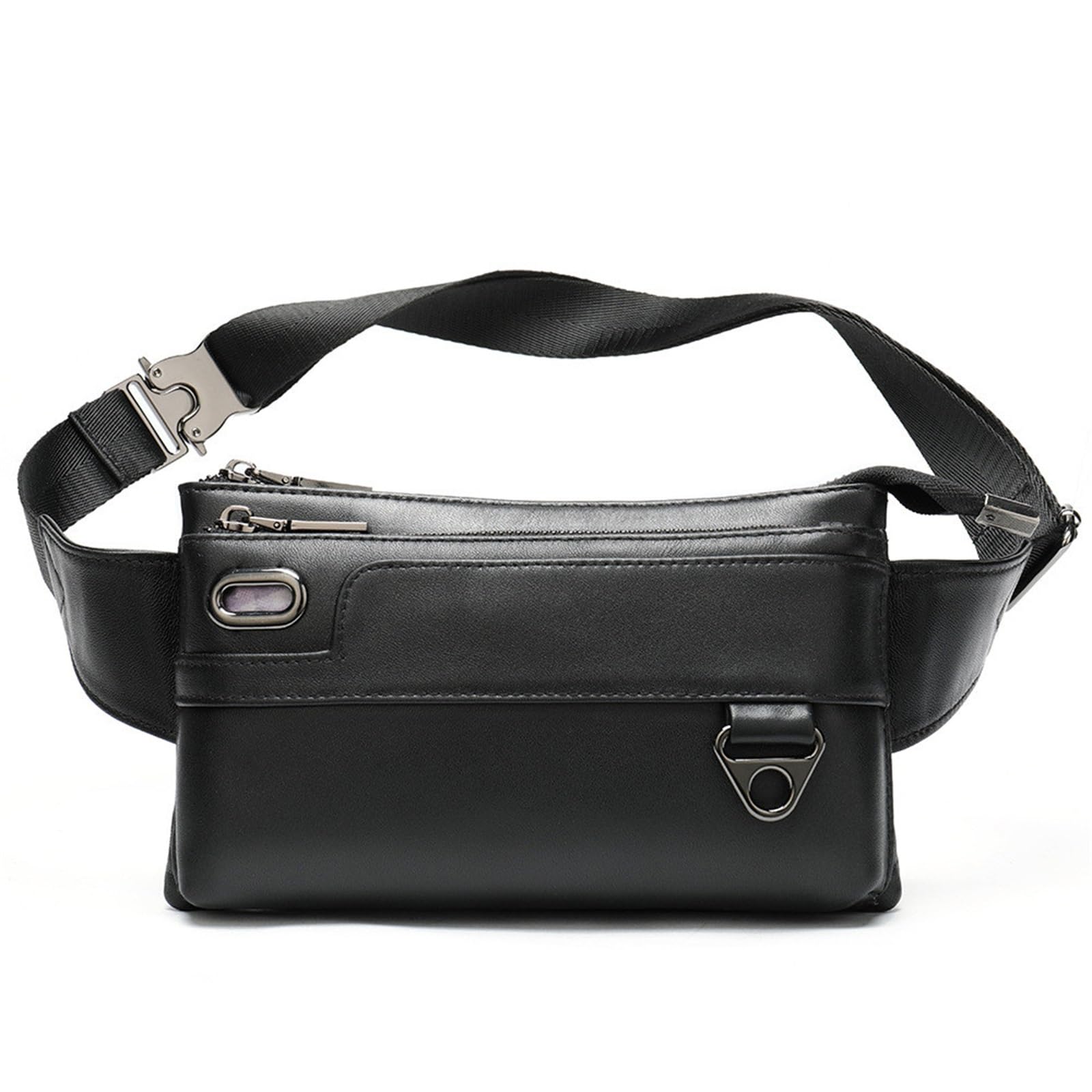 Talia Fanny Pack męska torba na talię pasek skórzany portfel do podróży biegania treningu, Czarny, 21x2x12cm, Jeden styl