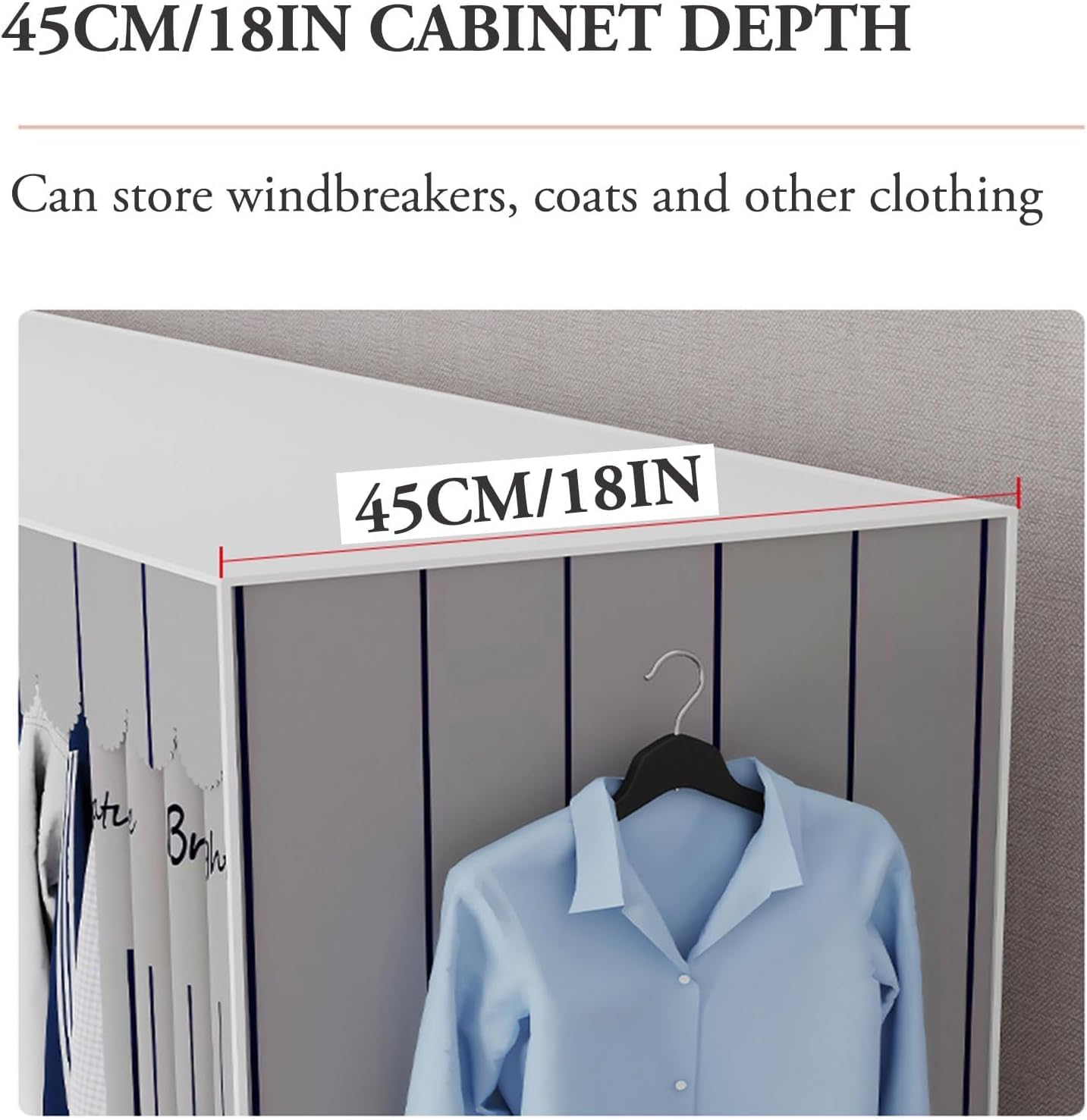Portable Wardrobe Steel Large Wardrobe Space Saving Wardrobe Stylish Wardrobe Bedroom Storage Cloth, Brown 162centimeter