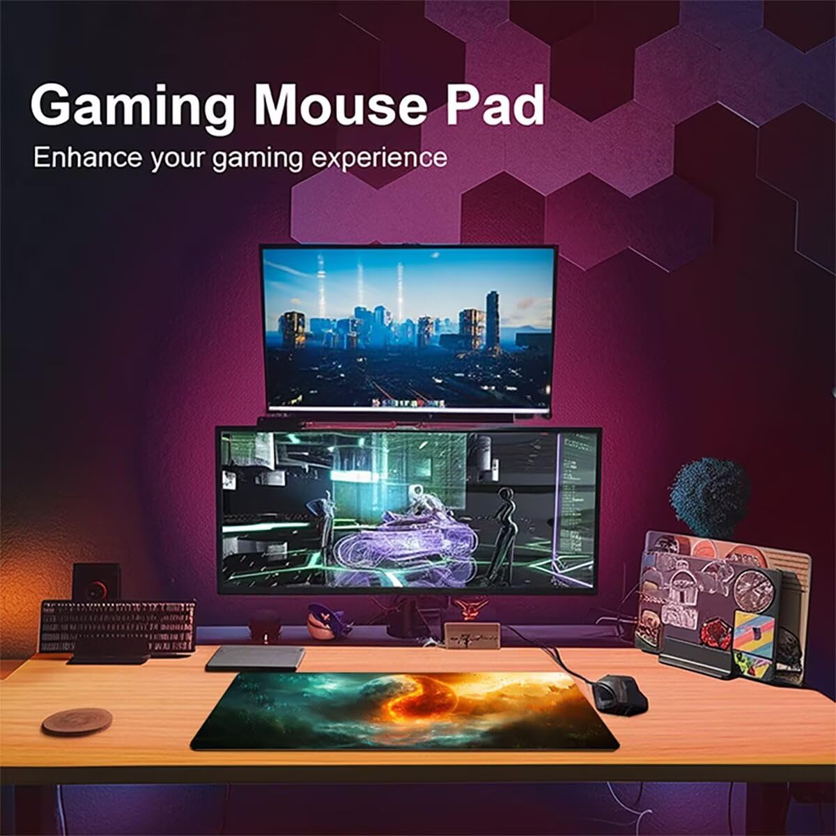 Tappetino per Mouse Gaming XXL 1200x600x3mm– Ufficio Mousepad Grande – Migliora la Velocità e la Precisione Tenuta Stabile Sottomano per Ufficio e Casa Accessori Scrivania Paesaggio PjY15705 N-U