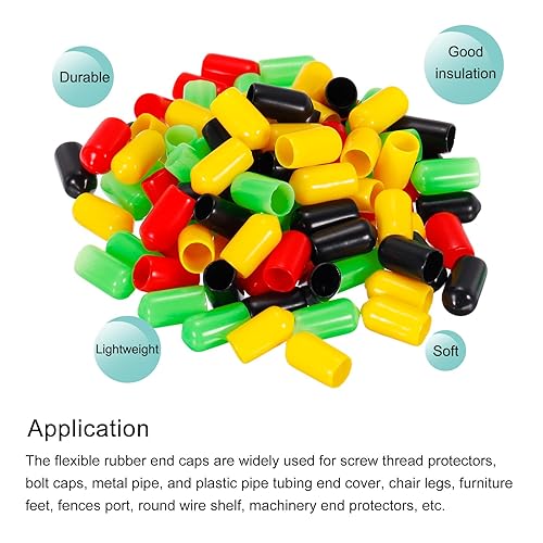 Miniatura 4 de MECCANIXITY 100 tapas de goma de 516 pulgadas (0.315 in) surtidas cubiertas de PVC vinilo tornillo rosca protector redondo tapas de alambre para