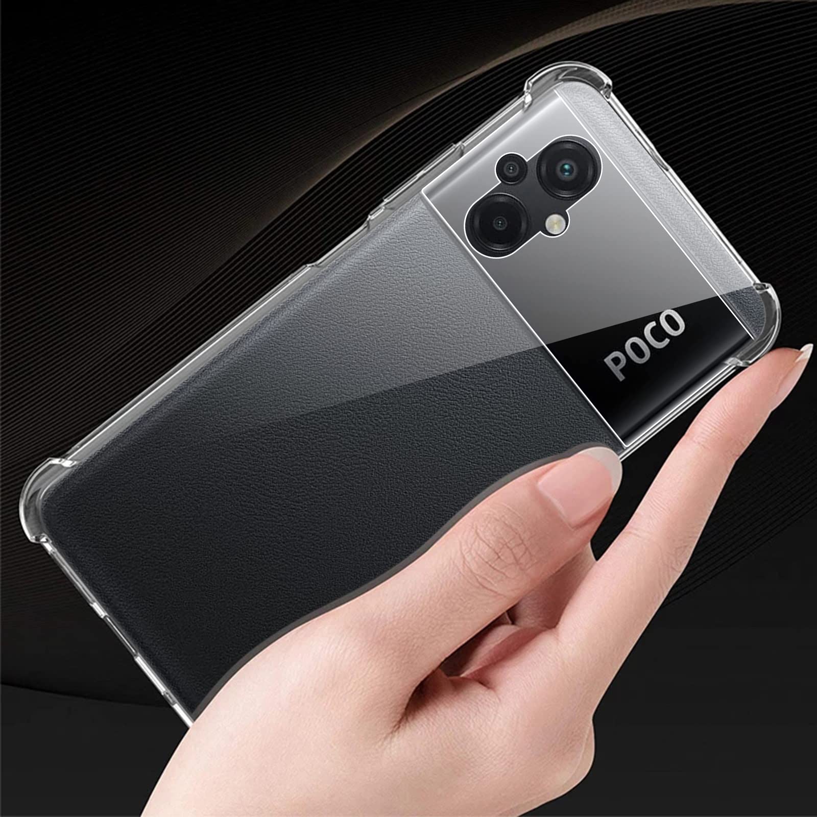 Cover + 3 Vetri Temperati Per Xiaomi Poco M5: Custodia TPU Trasparente, Morbida E Antiurto - 4