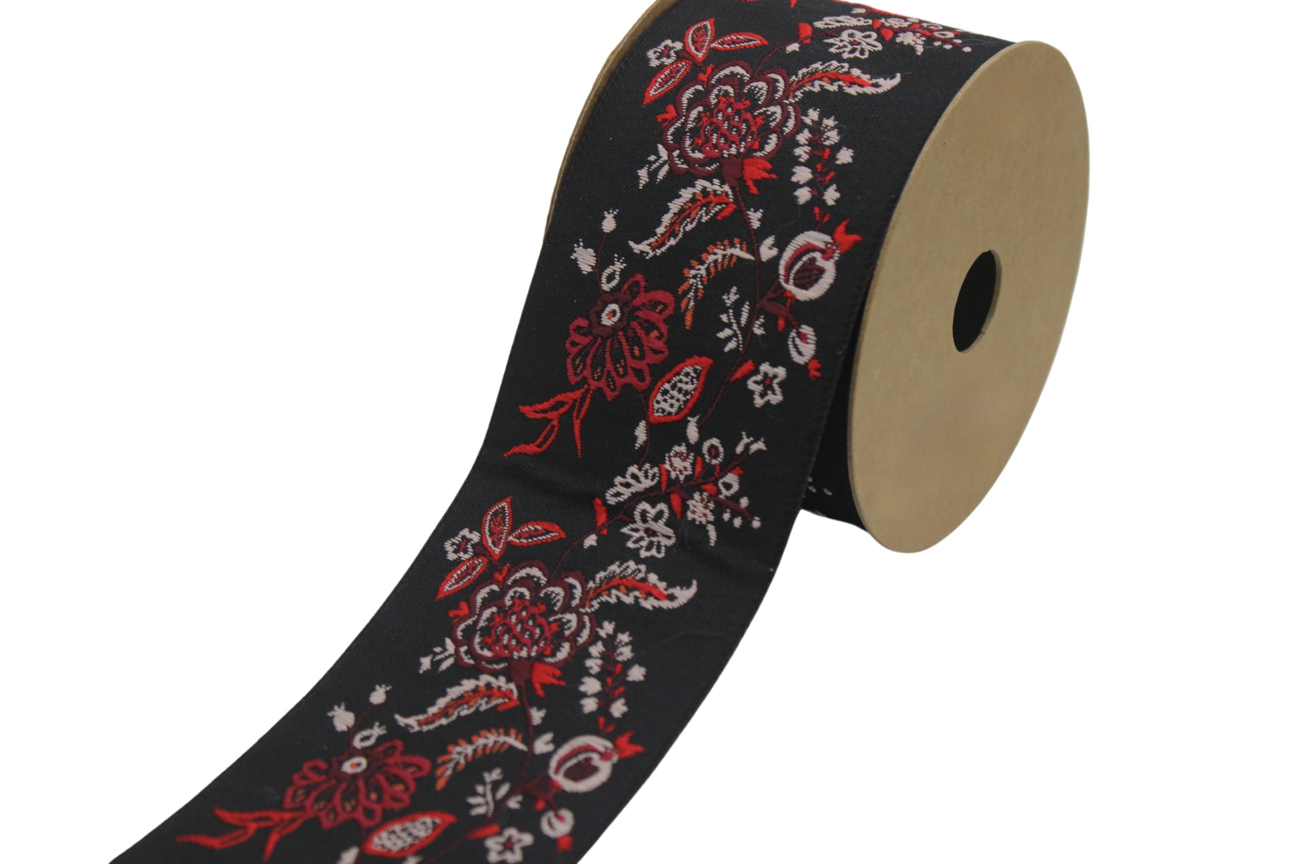 Ruban jacquard brodé floral 3,8m pour rideaux et draperies d'ameublement V8 218