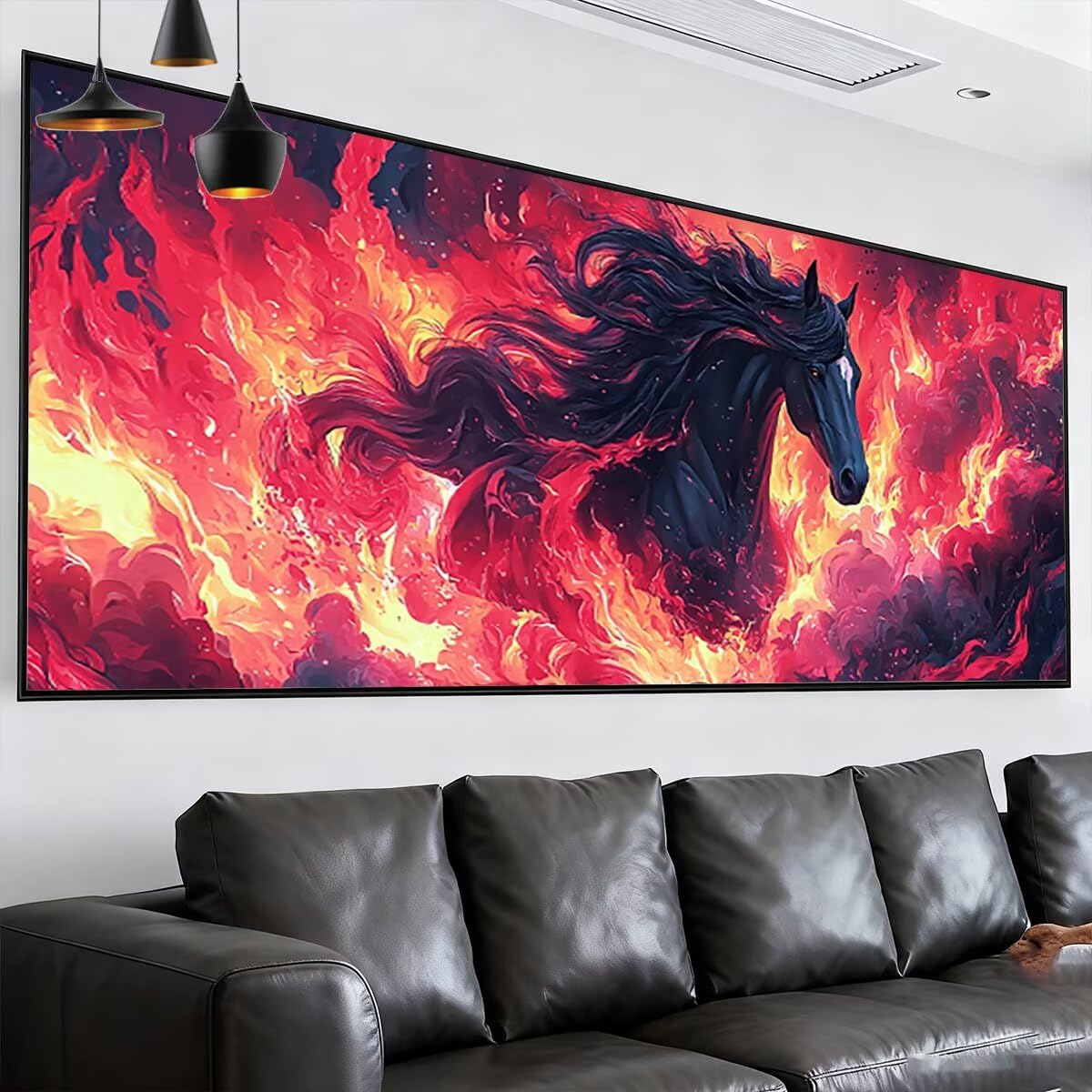Obraz diamentowy duży rozmiar 180 x 70 cm, koń diamentowy obraz kompletny zestaw, DIY dla dorosłych, diamentowe malowanie zestawy do dekoracji domu (sen) wzór S-81