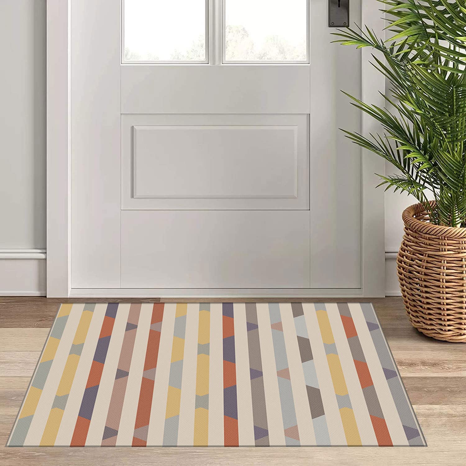 Läufer Teppich Flur Küche rutschfest Waschbar Modern Geometrisch Streifen Design Geeignet für Wohnzimmer und Eingangsbereich
