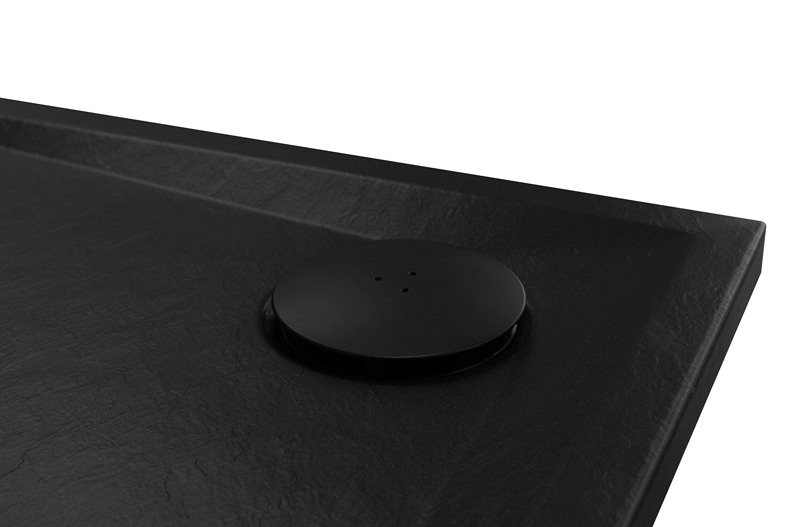ew-haustechnik - Desagüe para ducha (plano, 90 mm de diámetro, horizontal), color negro